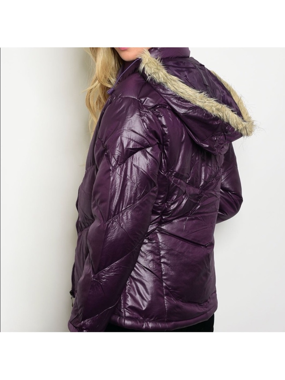 Purple Hooded Puffer Jacket - Picture 11 of 11